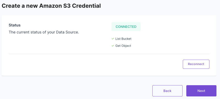 A screenshot demonstrating how Amazon S3 credentials are tested in the Propel Console.