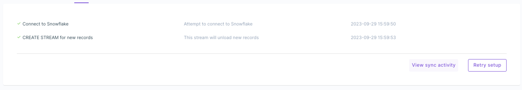 A screenshot demonstrating how validate a new Snowflake Data Pool is set up correctly in the Propel Console.