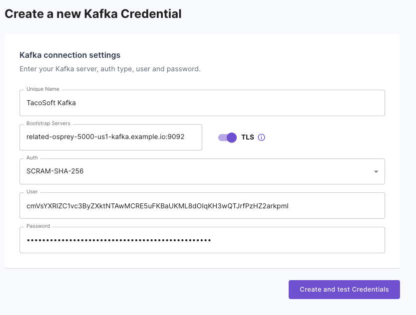 Create Kafka credentials