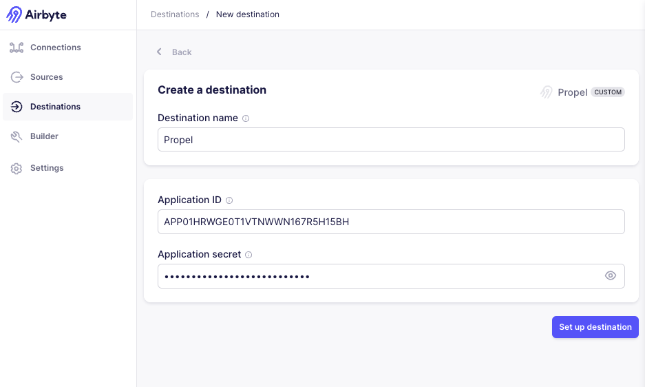 Add new Propel destination in Airbyte