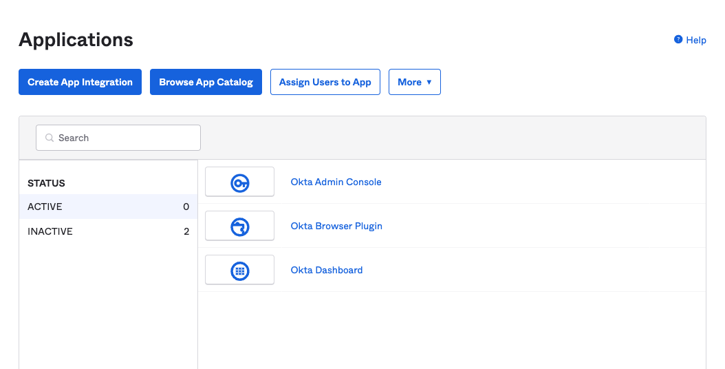 A screenshot showing how to create a new Okta app.